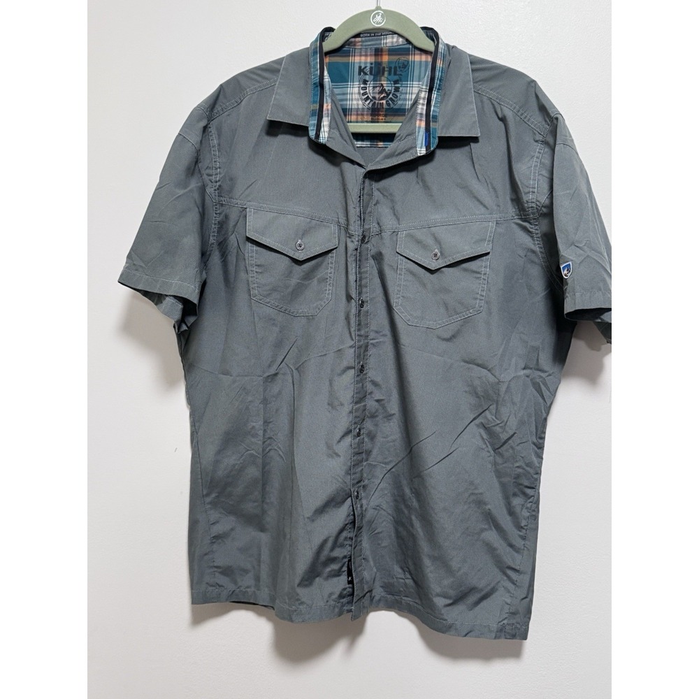 Kuhl‎ Shirt Mens Large Green Eluxur Button Up Outdoor Athleisure Preppy Hiking
